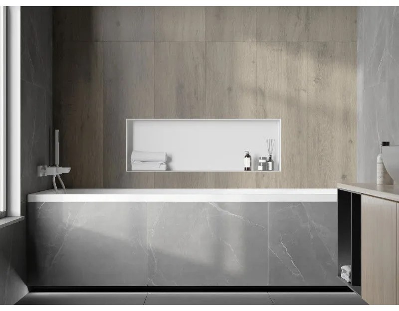 Mexen X-Wall-NR, polička na zapustenie pod obklad bez goliera 90 x 30 cm, biela, 1921903010