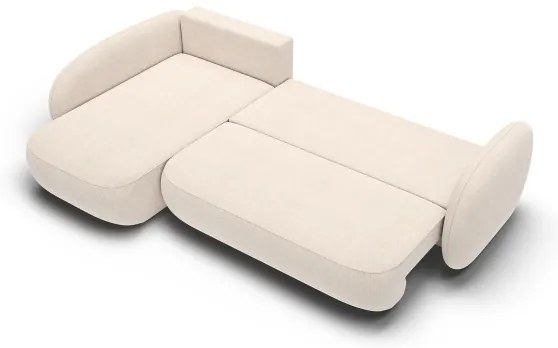 Rohová rozkladacia sedacia súprava do tvaru L s úložným priestorom OLBIA ľavá béžová