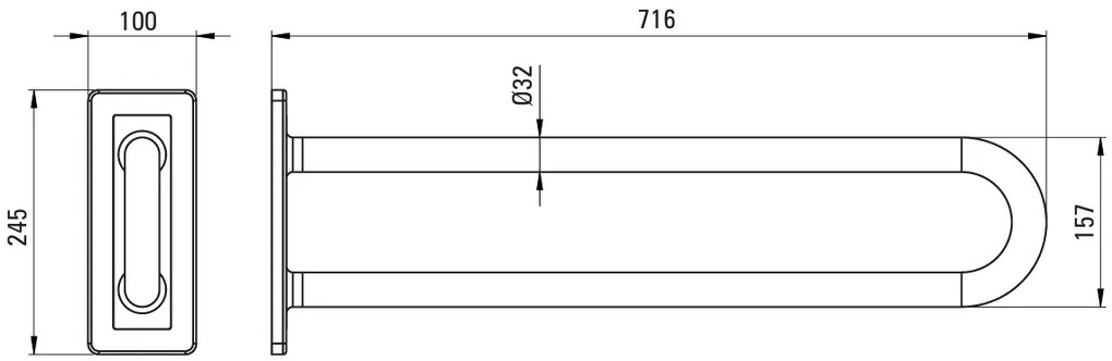 Deante Lehnen, nástenné držadlo 70cm, oceľová-antracitová, DEA-NIL_042S