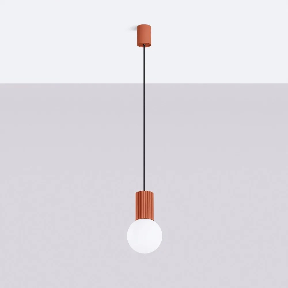 Oranžové závesné svietidlo so skleneným tienidlom ø 12 cm Orbital – Sollux