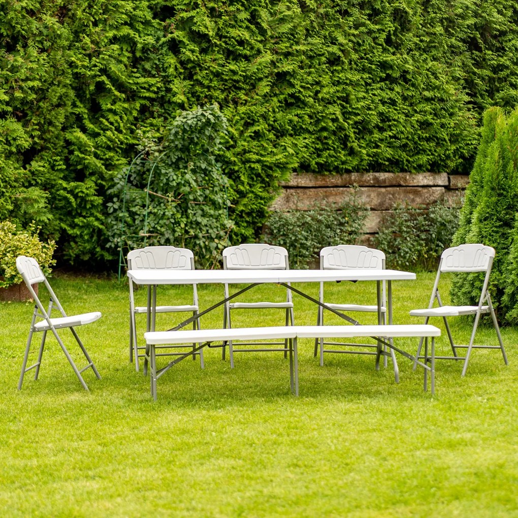 Cateringový skladací set Vivas 1+2L 180x70 cm - sivá / biela