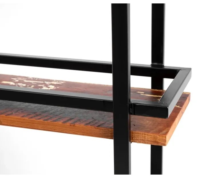 furniture-nabytek.cz - Masívna závesná polica Aro z kovu a dreva, lakovaná, hnedá – 100×25×80 cm