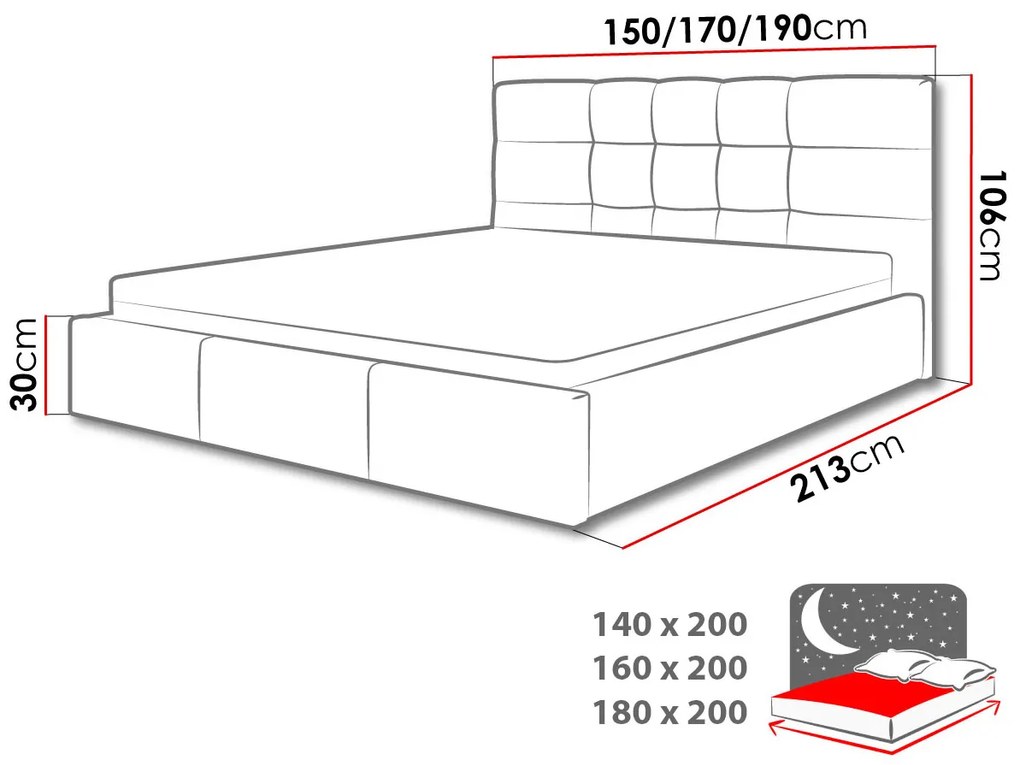 Manželská posteľ 180 cm Kendall (sivočierna). Vlastná spoľahlivá doprava až k Vám domov. 1122622