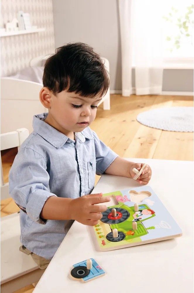 Drevené vkladacie skladačky (puzzle) - traktor – 6 dielov
