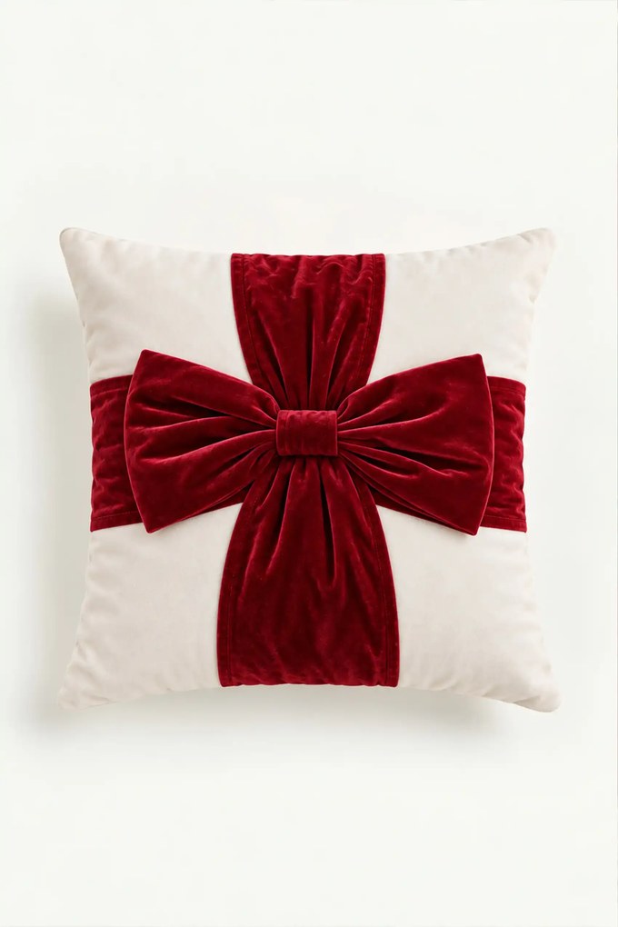 Obliečka na vankúš CHRISTMAS BOW biela 45x45 cm