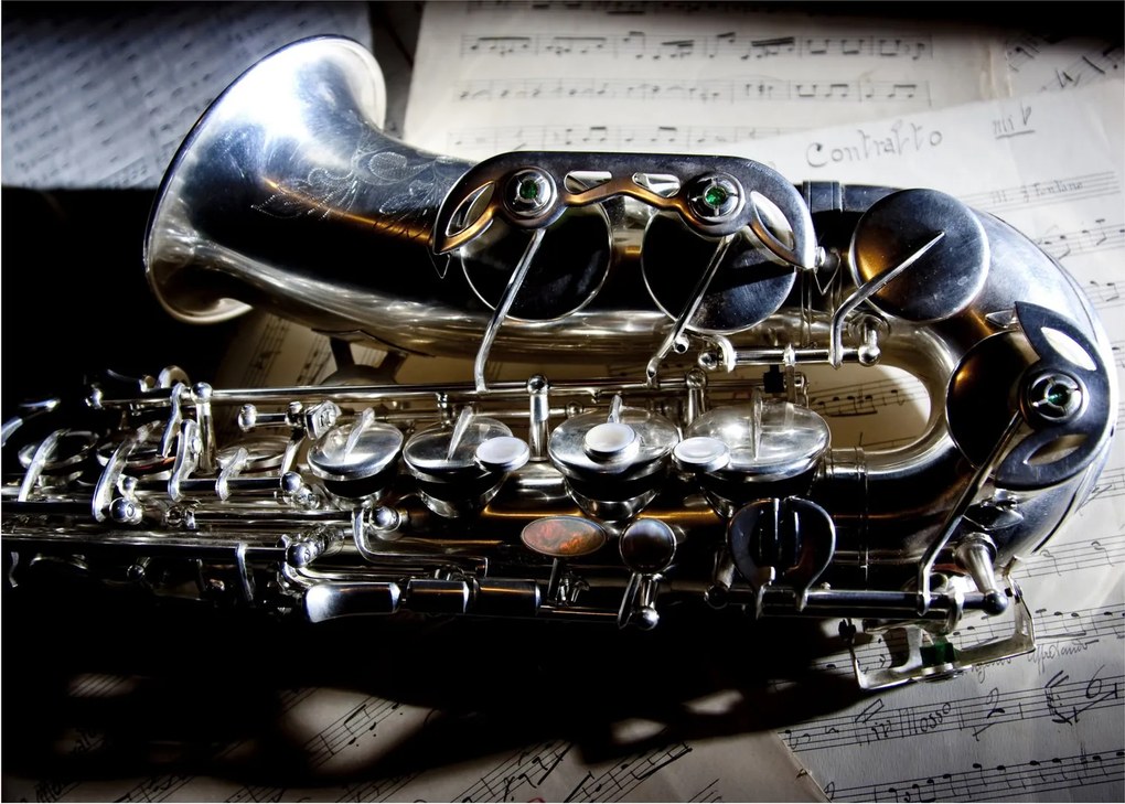Sklenený obraz - Saxofón (70x50 cm)