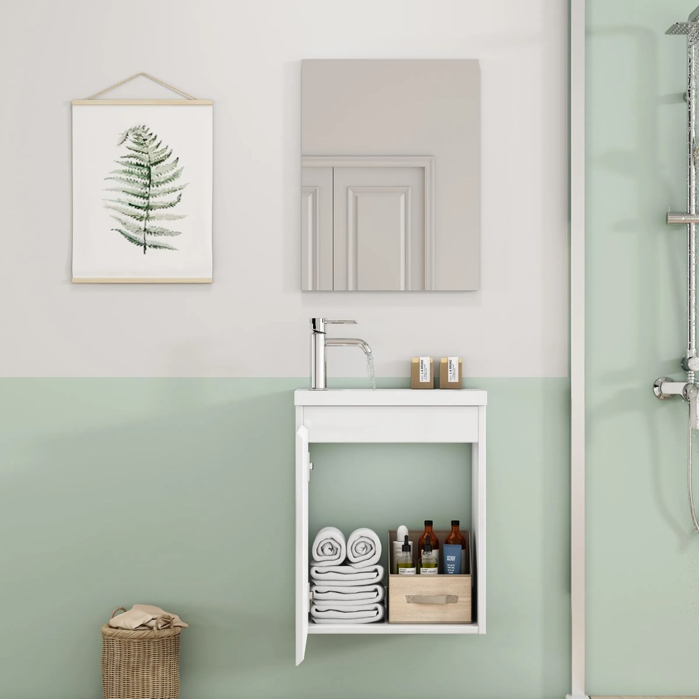 Závesná skrinka s umývadlom Houseland Elara 40 cm biela