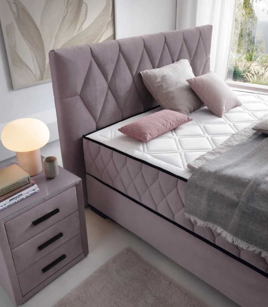 Posteľ Reve 160x200 cm, svetlo ružová látka