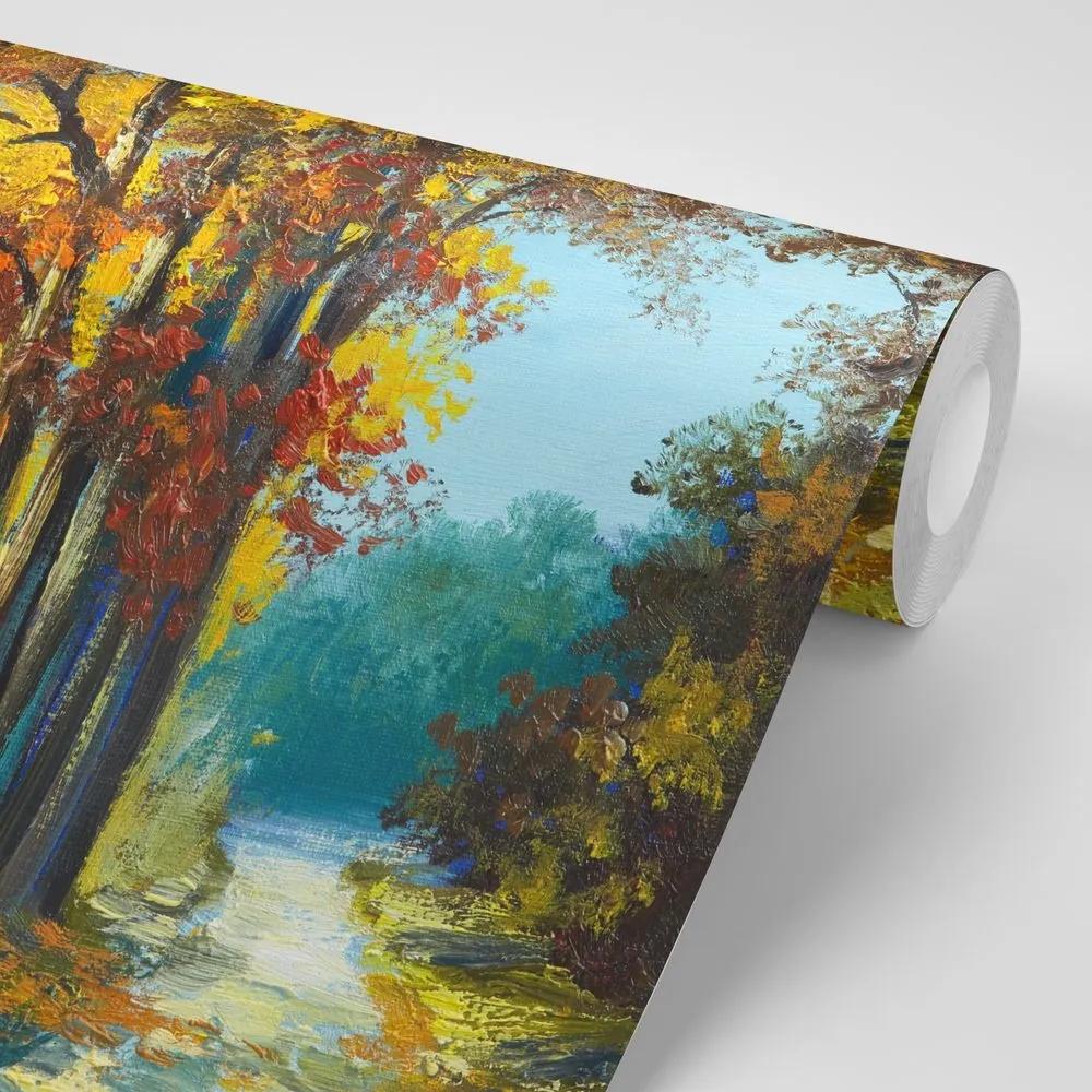 Tapeta maľované stromy vo farbách jesene - 300x200