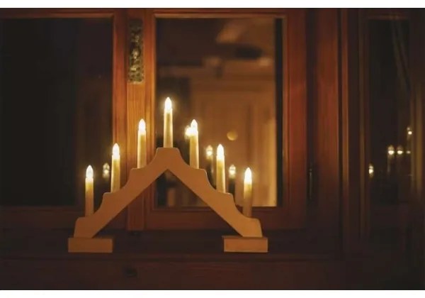 LED Vianočný svietnik 7xLED/2xAA béžová