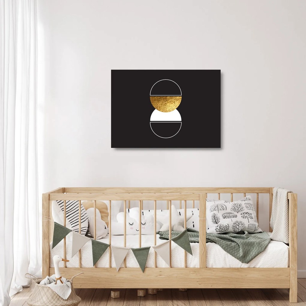 Sklenený obraz - Abstrakcia zlatá a čierna N⁰2 (70x50 cm)