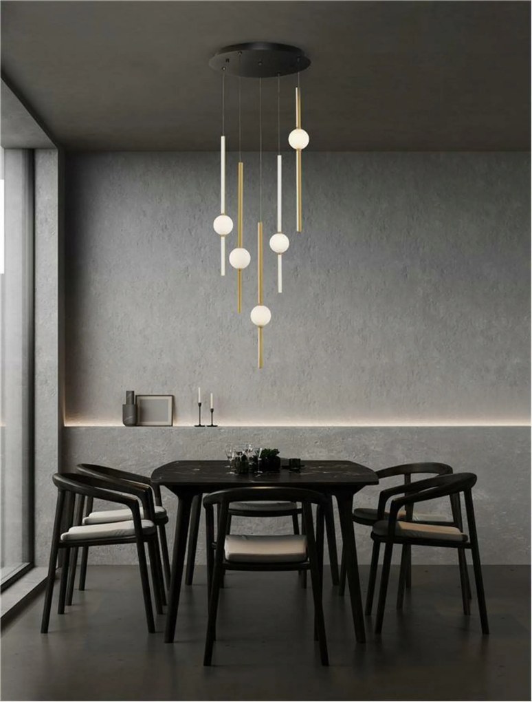 Nova Luce závesné svietidlo Acrobat čierna a zlatá Led 67W 3000K stmievateľné