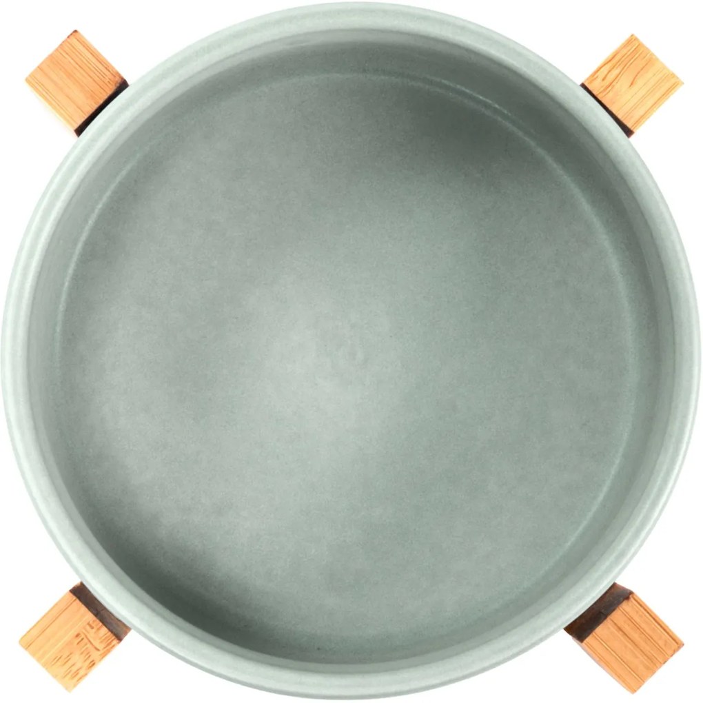 Keramická miska na bambusovém stojanu pro psy a kočky CATI šedá