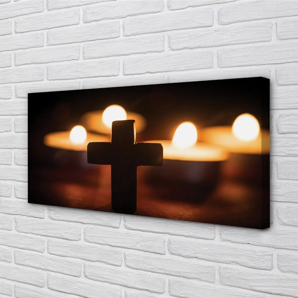 Obraz na plátne kríž sviečok 120x60 cm