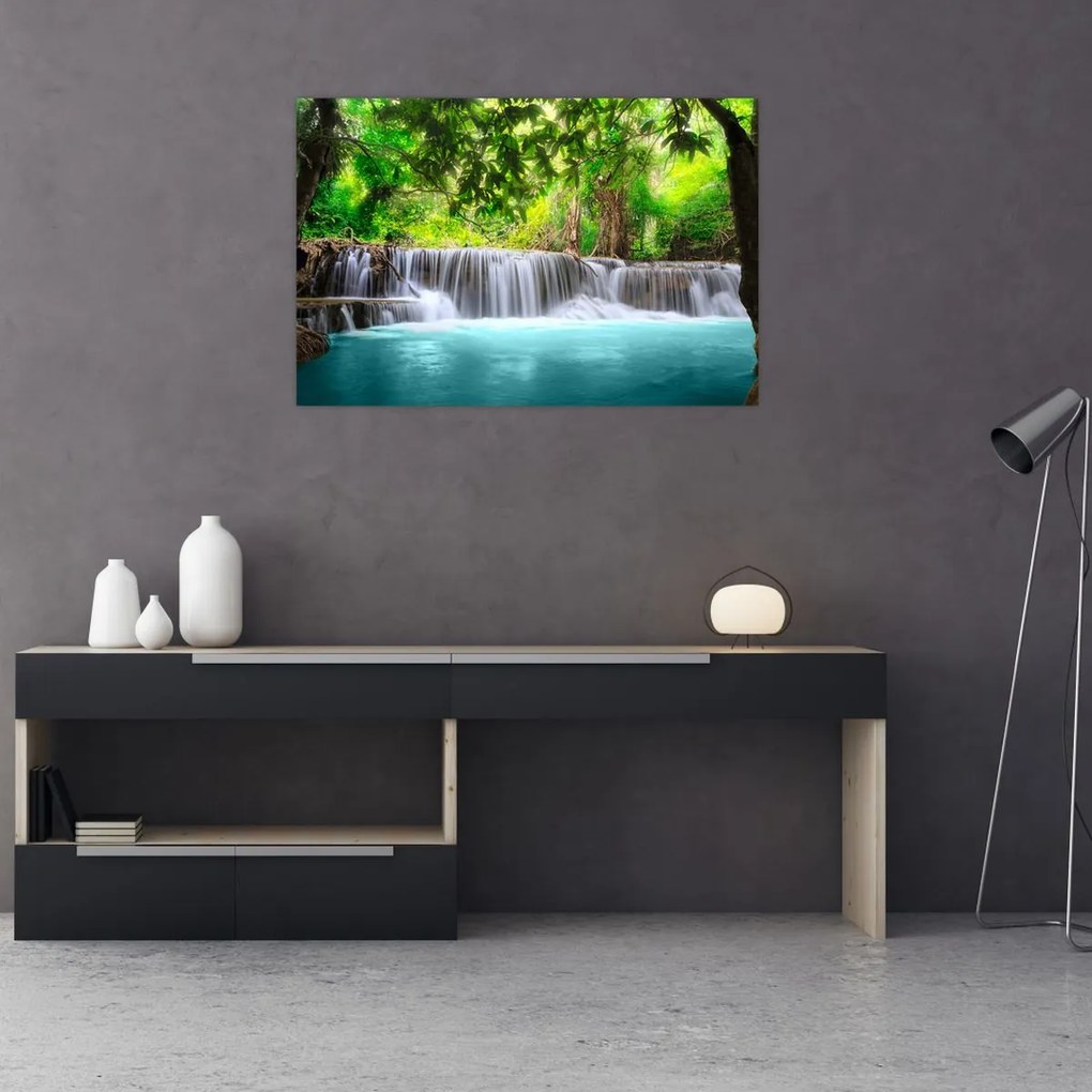 Obraz - Vodopád, tyrkysový (90x60 cm)