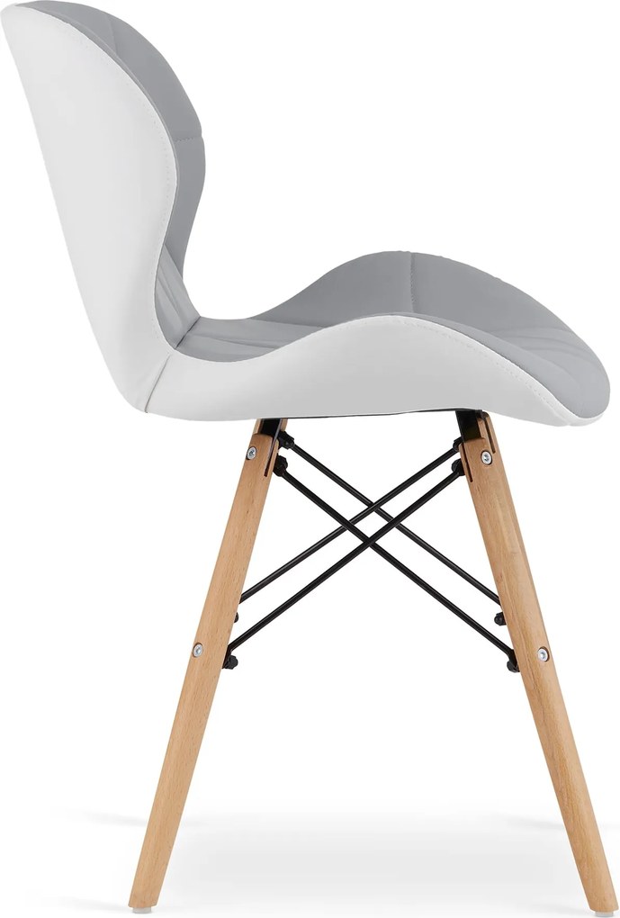 Sivo-biela stolička LAGO z eko kože