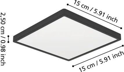 Eglo 901328 - LED kúpeľňové stropné svietidlo FUEVA LED/7W/230V 15x15 cm IP44 čierna