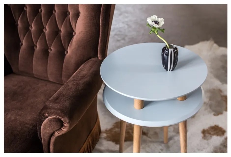 Svetlosivý konferenčný stolík s prírodnými nohami Ragaba UFO, Ø 70 cm