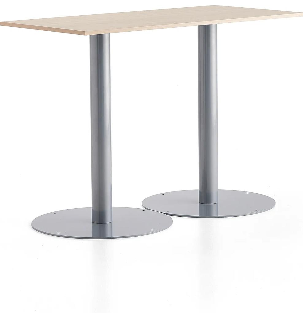 Barový stôl ALVA, 1400x700x1000 mm, strieborná, breza