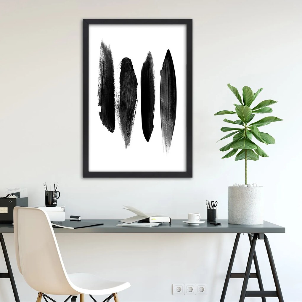 Gario Plagát Čierne čiary na bielom pozadí abstraktné Farba rámu: Bez rámu, Rozmery: 40 x 60 cm