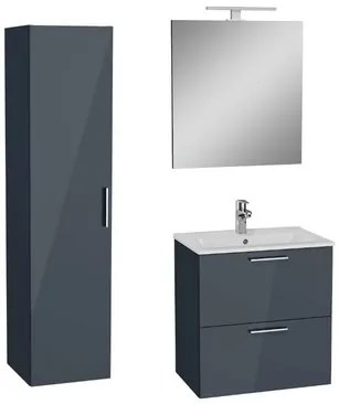 VitrA Mia kúpeľňová zostava s umývadlom 60 cm vrátane umývadlovej batérie, vtoku a sifónu antracit KSETMIA60A