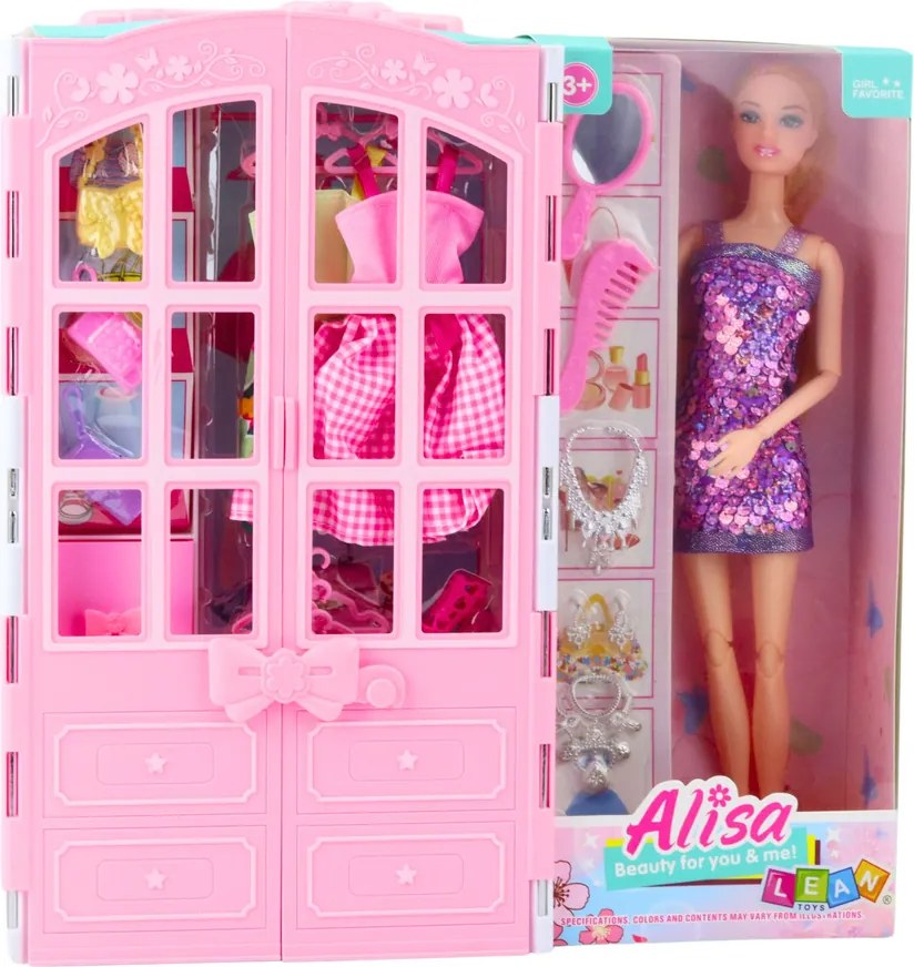 LEAN Toys Sada bábika so šatníkom oblečenie a módne doplnky pre dievčatá