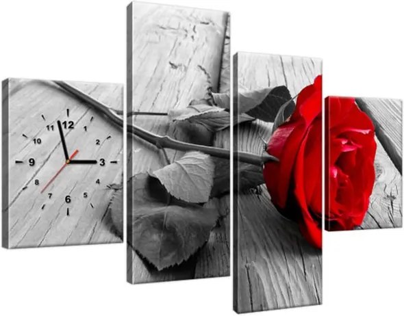 Obraz s hodinami Červená ruža 120x80cm ZP1138A_4E