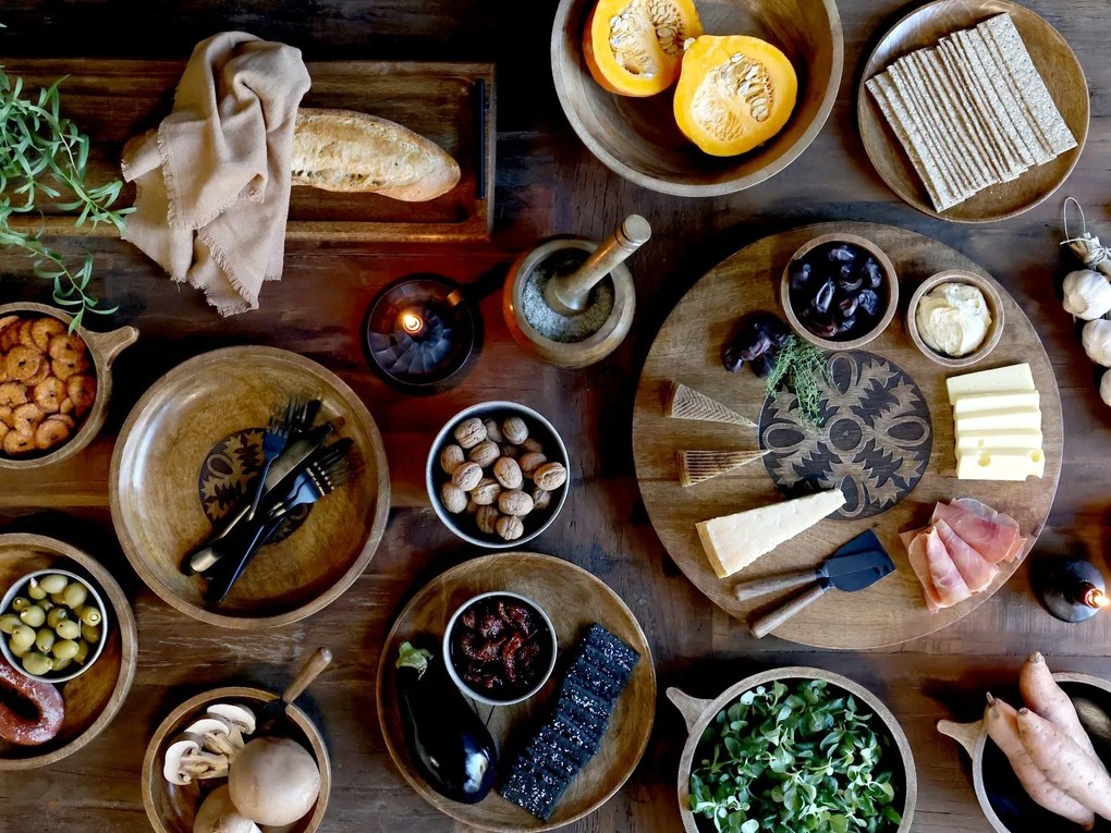 Servírovací tanier z mangového dreva s kvetinou Tours Angeliqué - Ø 30cm