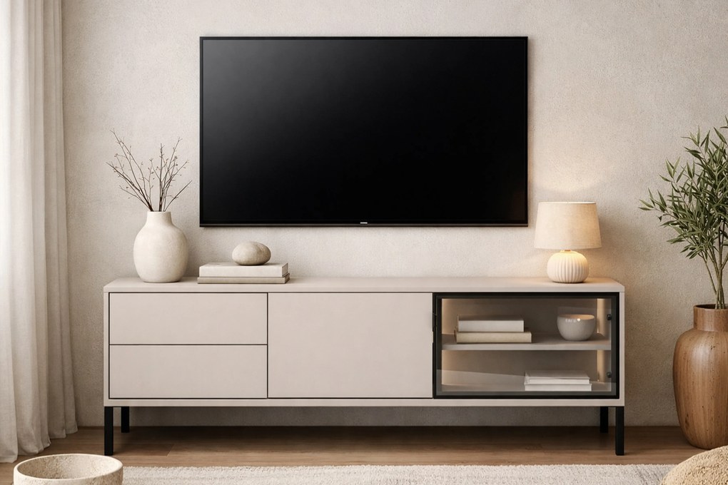 TV stolík Harmona 160 cm s osvetlením - kašmírová