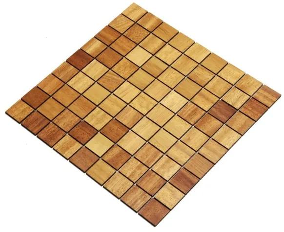 IROKO mozaika 2D - drevené obklady do kúpeľne a kuchyne 30 x 30 mm