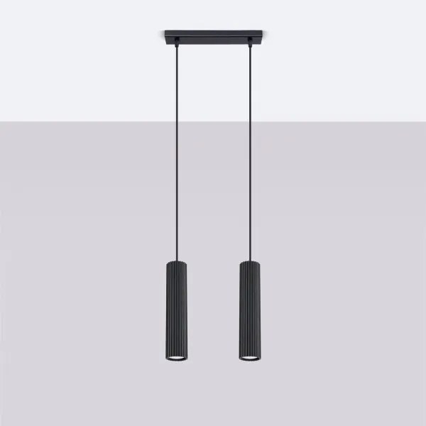 Sollux SL.1574 - Luster na lanku KARBON 2xGU10/10W/230V čierna