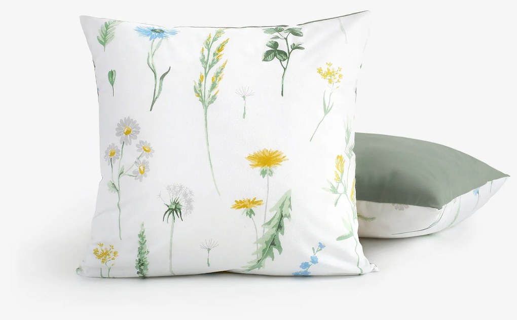 Goldea bavlnená obliečka na vankúš duo - slovenská lúka so šalviovo zelenou 45 x 45 cm