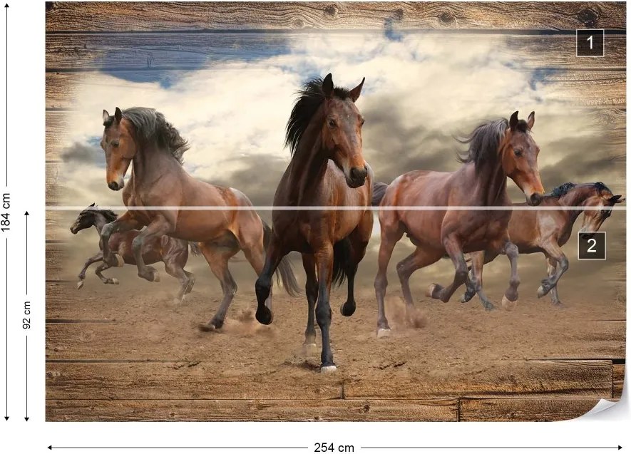 Fototapeta GLIX - Galloping Horses  + lepidlo ZADARMO Vliesová tapeta  - 254x184 cm