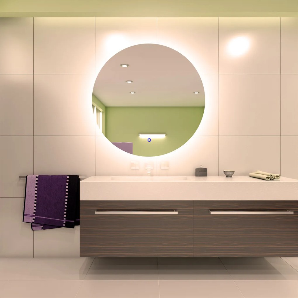 LED zrkadlo okrúhle Romantico ⌀60cm teplá biela - dotykový spínač