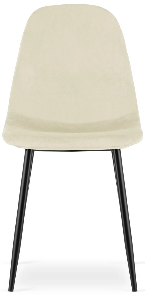 Béžová zamatová stolička COMO s čiernymi nohami