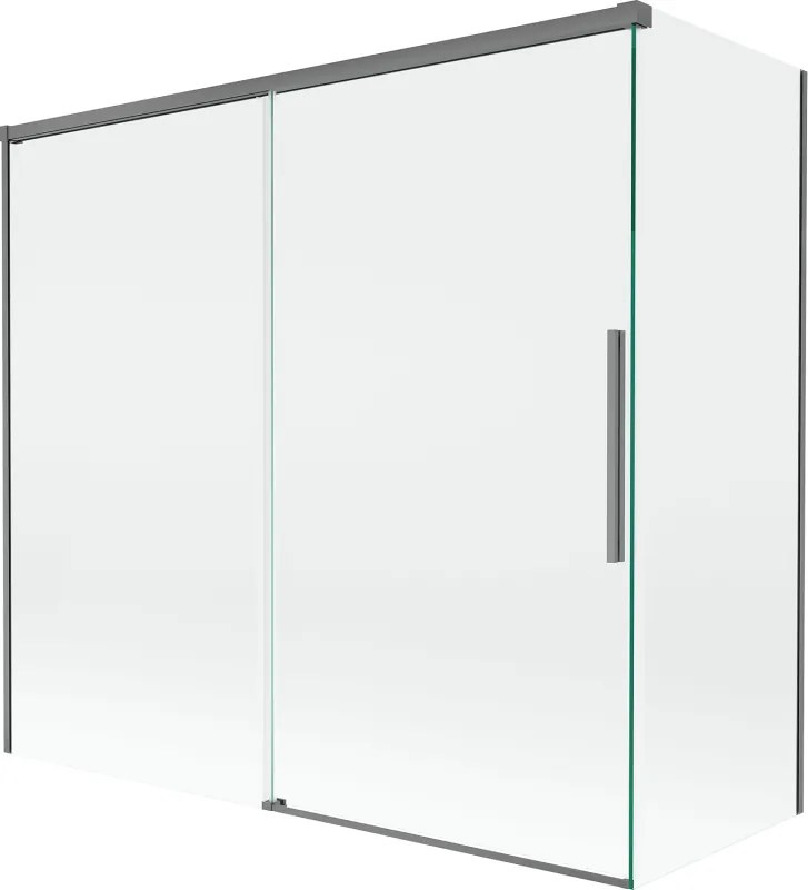 Mexen Rox, 2-krídlová posuvná vaňová zástena 170 + 80 x 150 cm, 8mm číre sklo, grafitový profil, 8C9-170-080-95-00