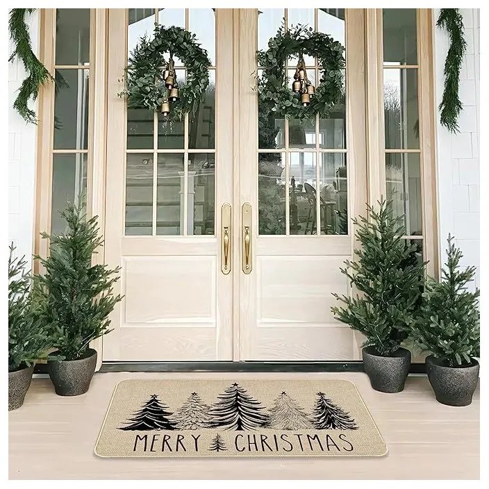 Vianočná rohožka BLACK FOREST 60x90 cm, béžová