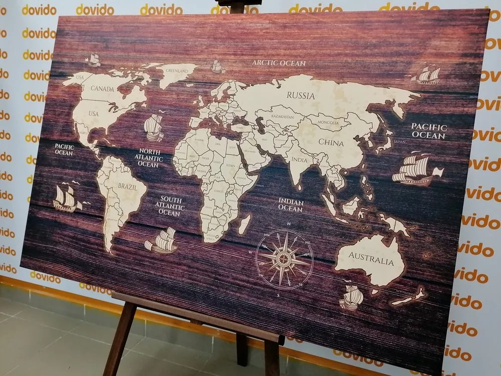 Obraz na korku mapa na dreve - 120x80 transparent