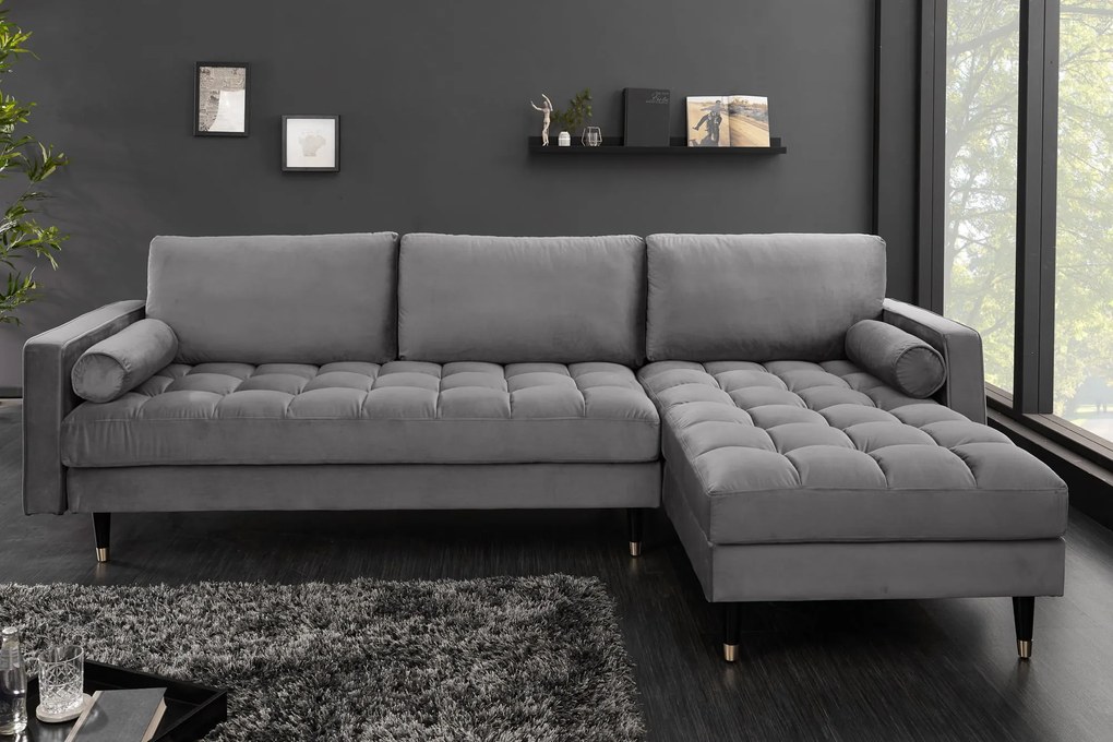 Rohová sedačka Cosy Velvet II sivý zamat
