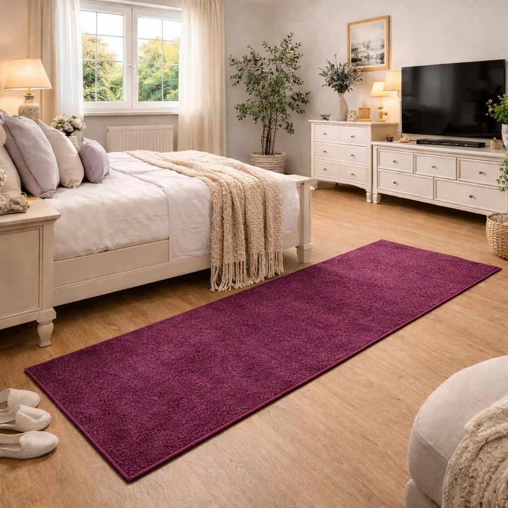 Vopi, Koberec behúň na mieru Eton fialový 48, šíre 40 cm, fialová, chodba / predsieň