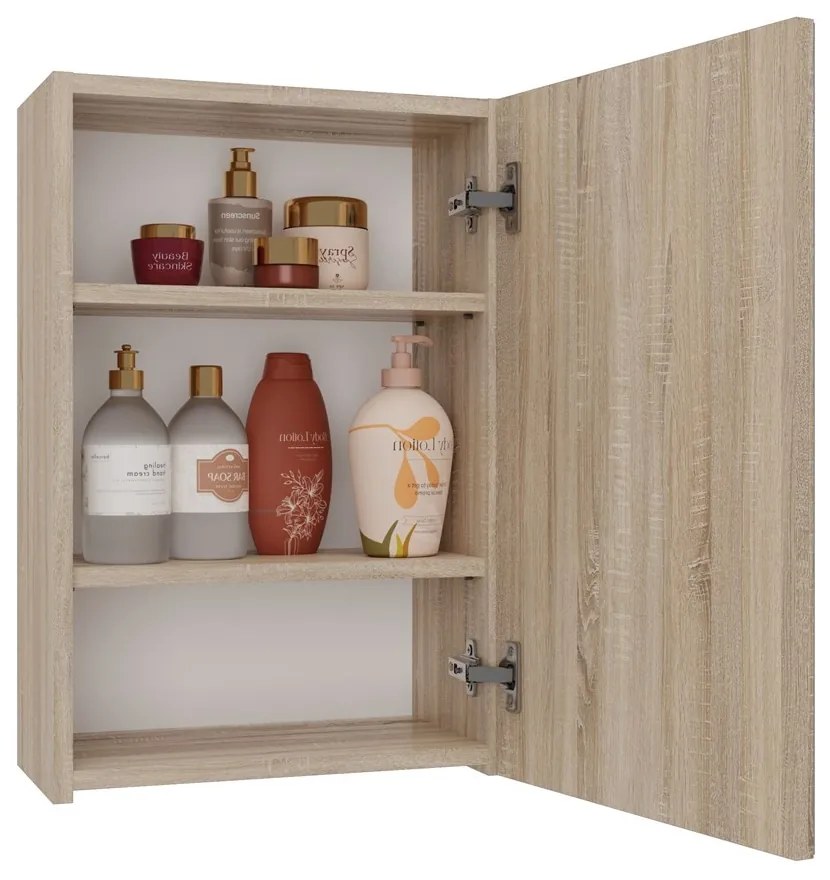 Závesná kúpeľňová skrinka POLA 40 cm so zrkadlom dub sonoma