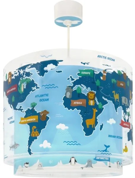 Dalber 40672 - Detský luster WORLD 1xE27/15W/230V modrá