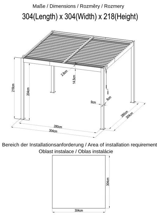 ZÁHRADNÉ KOMBO bioklimatická pergola s lamelami BestBerg BBP-9G + záhradný jedálenský set 4+1 BestBerg BBGF-62BK