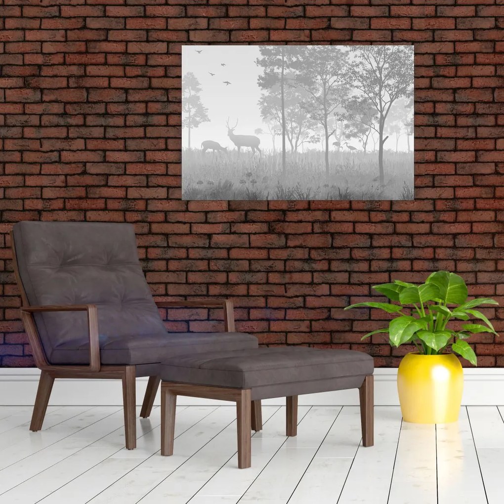Obraz - Lúka s jeleňami (90x60 cm)