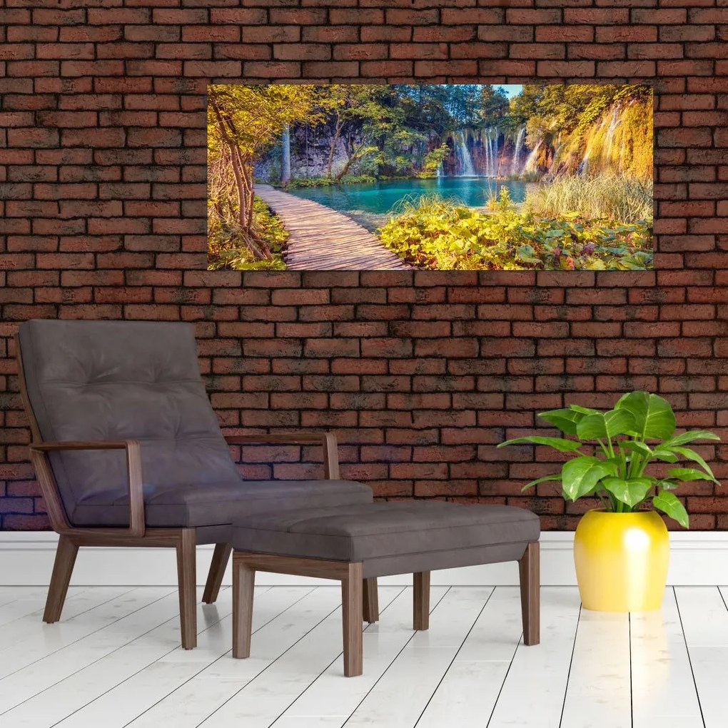 Obraz - Plitvické jazerá, Chorvátsko (120x50 cm)