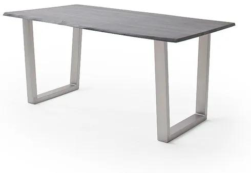 Jedálenský stôl Calabria podnož trapez oceľ Rozmer: doska akácia sivá 3,5 cm 180 x 100