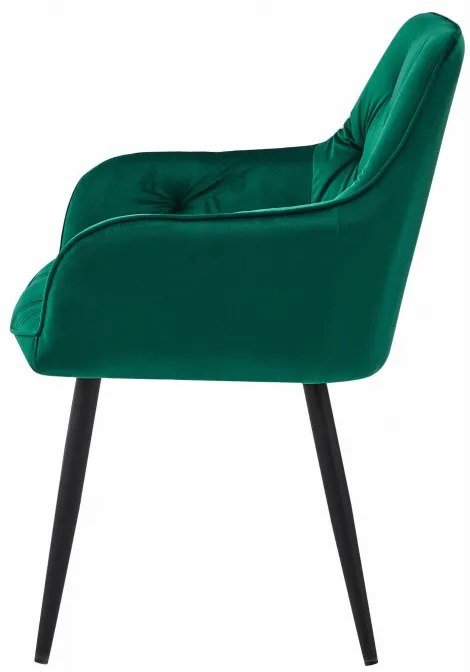 Set dvoch jedálenských stoličiek JORK zamatové, tmavozelené (čierne nohy) 2 ks