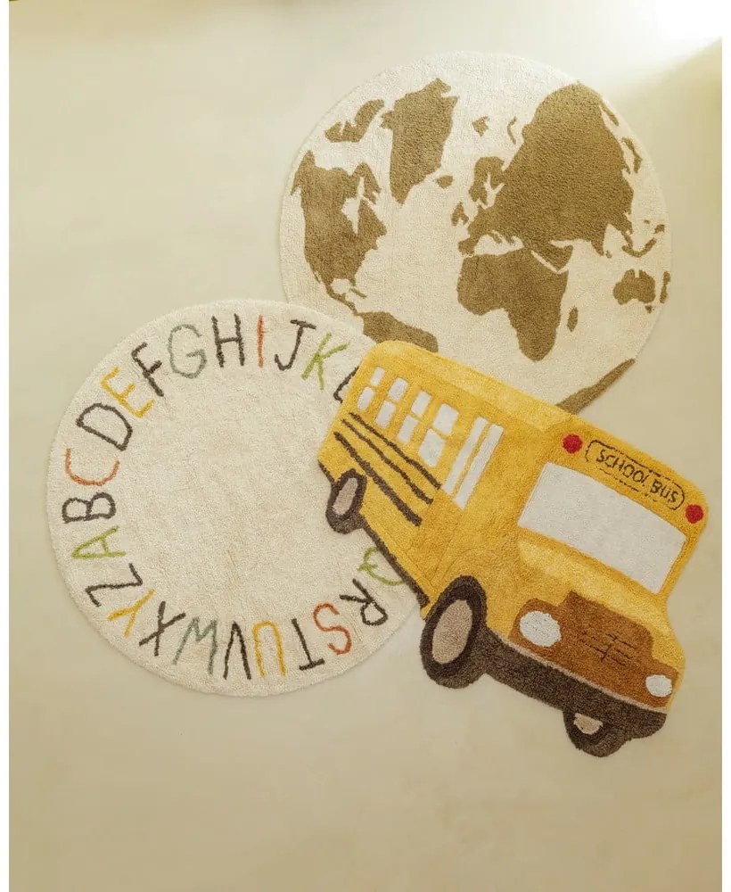 Okrovožltý prateľný/ručne tkaný bavlnený detský koberec 90x130 cm School Bus – Lorena Canals
