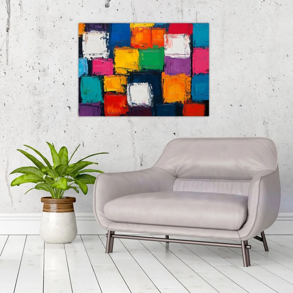 Obraz - Maľba farebných štvorcov (70x50 cm)