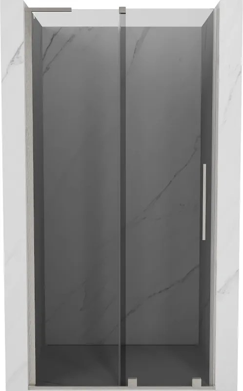 Mexen Velar L, posuvné sprchové dvere do otvoru 110 cm, 8mm šedé sklo, brúsená oceľ, 871-110-003-41-97
